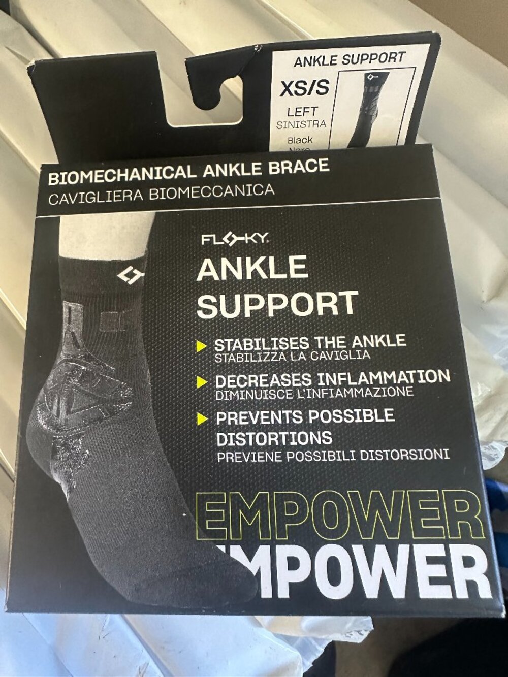 FLOKY EMPOWER ANKLE SUPPORT LEFT BLACK EXTRA SMALL SMALL NIB